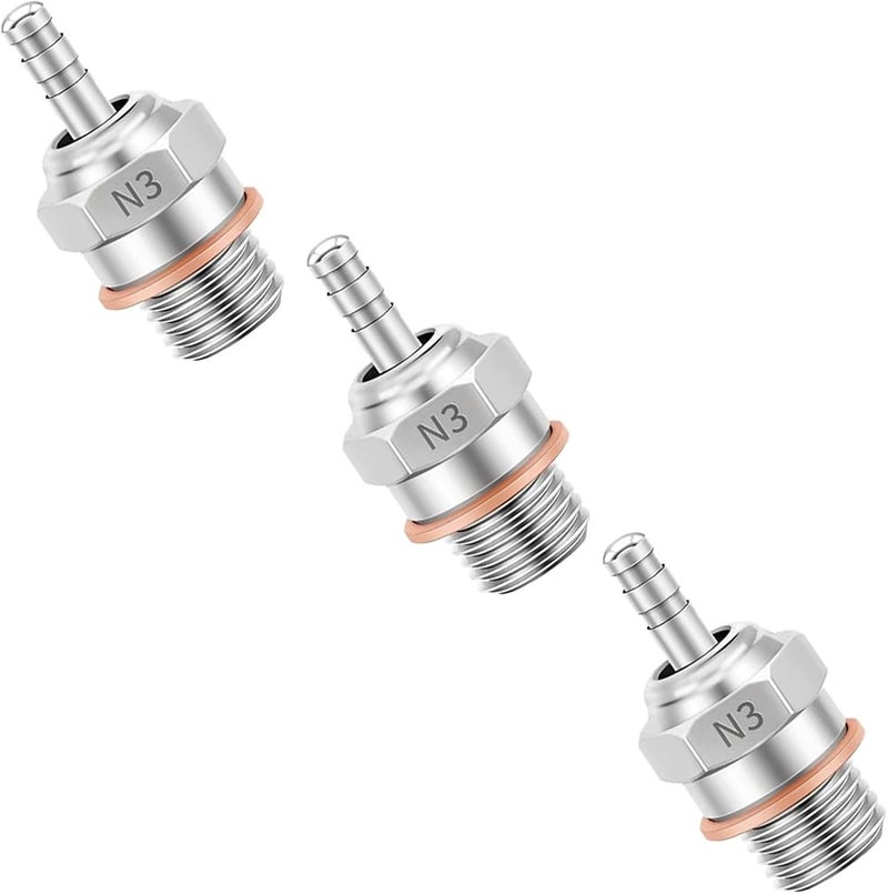 Chanmoo RC Glow Plugs No.3 N3#3 70117H Hot Spark Nitro Engine Parts Replace OS for 1/8 1/10 Scale RC Car Truck Buggy Traxxas Losi HPI Redcat HSP Himoto 3PCS - Image 1